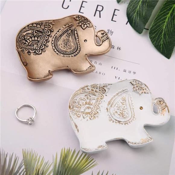 Jewelry Tray Elephant Shape Vintage Trinket Ring Earrings Organizer Storage Desk - Picture 7 of 7